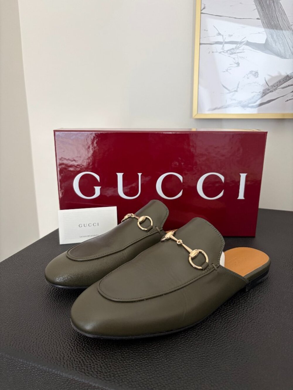 Gucci Princetown Leather Mules Green Size 38 – Authentic Box & Receipt